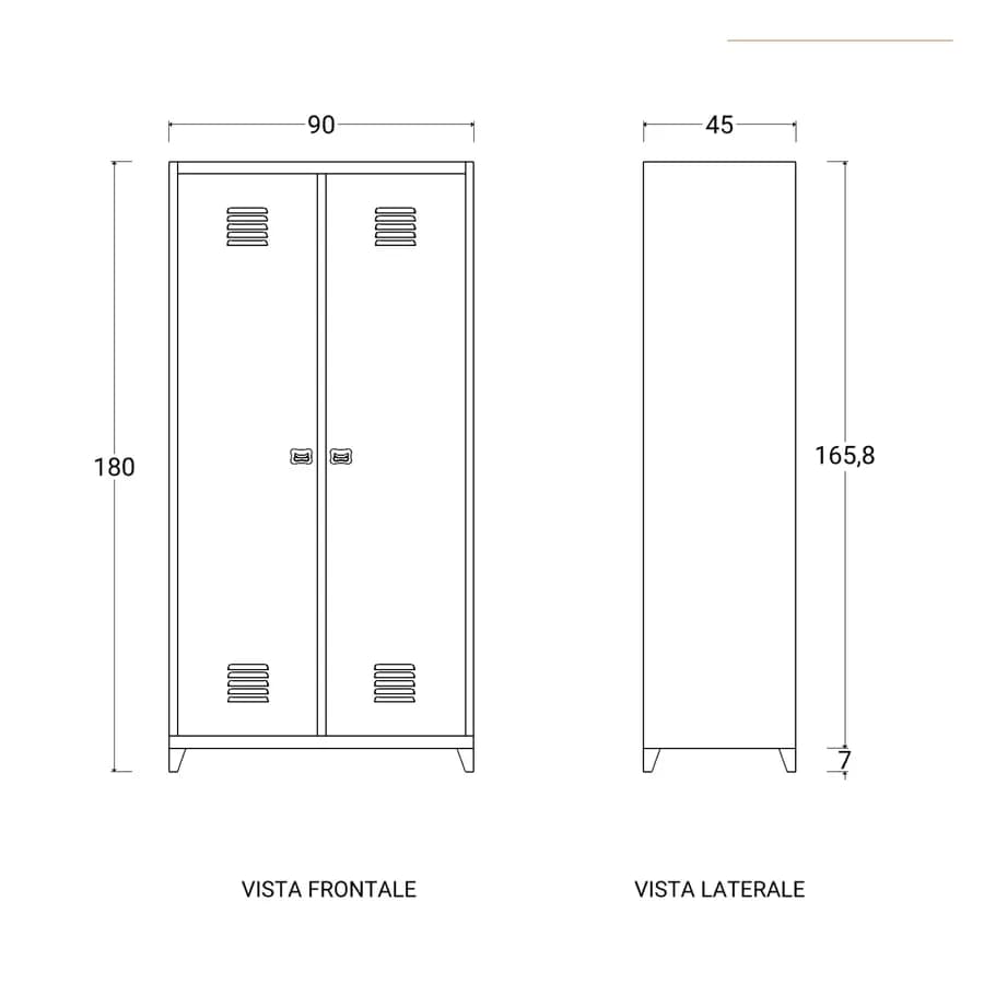 Armadio 90x180h cm in acciaio verniciato verde con 2 ante - Easton