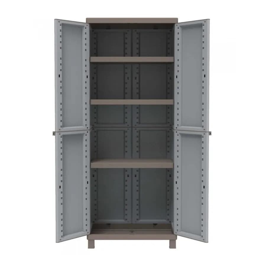 Armadio 68x170h cm per giardino effetto rattan con doppia anta con 3 ripiani