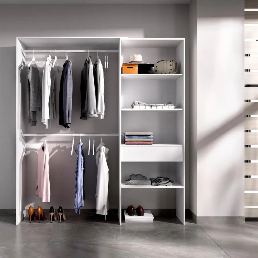 Armadio regolabile 160-110x187 h cm in legno bianco - Bernac