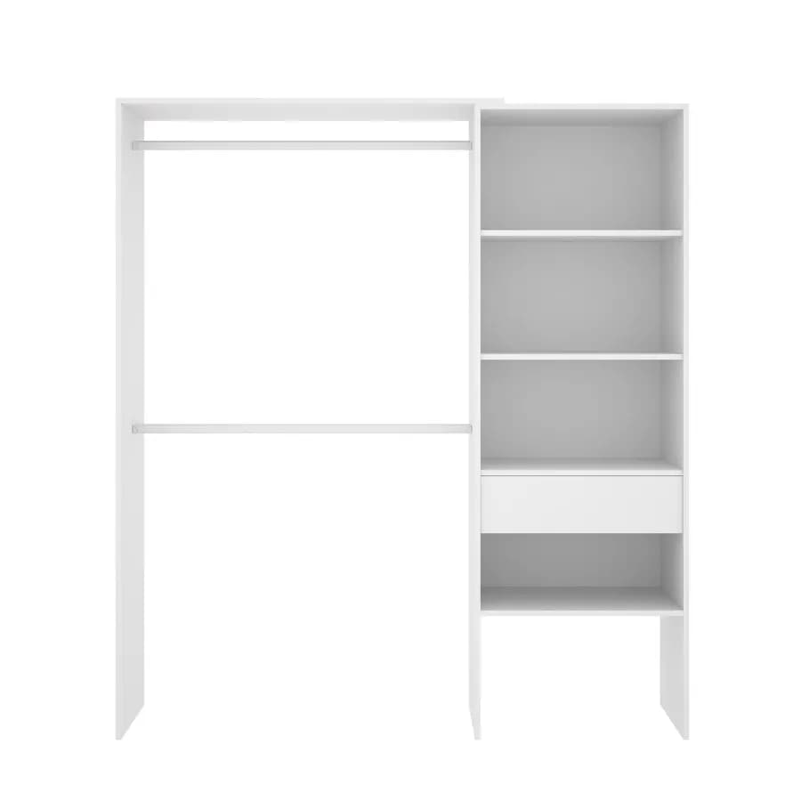 Armadio regolabile 160-110x187 h cm in legno bianco - Bernac