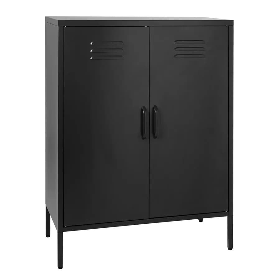 Armadietto 80x102h cm cm in acciaio nero con 2 ante battenti - Roger