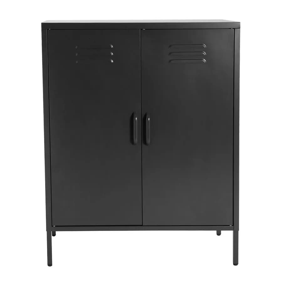 Armadietto 80x102h cm cm in acciaio nero con 2 ante battenti - Roger