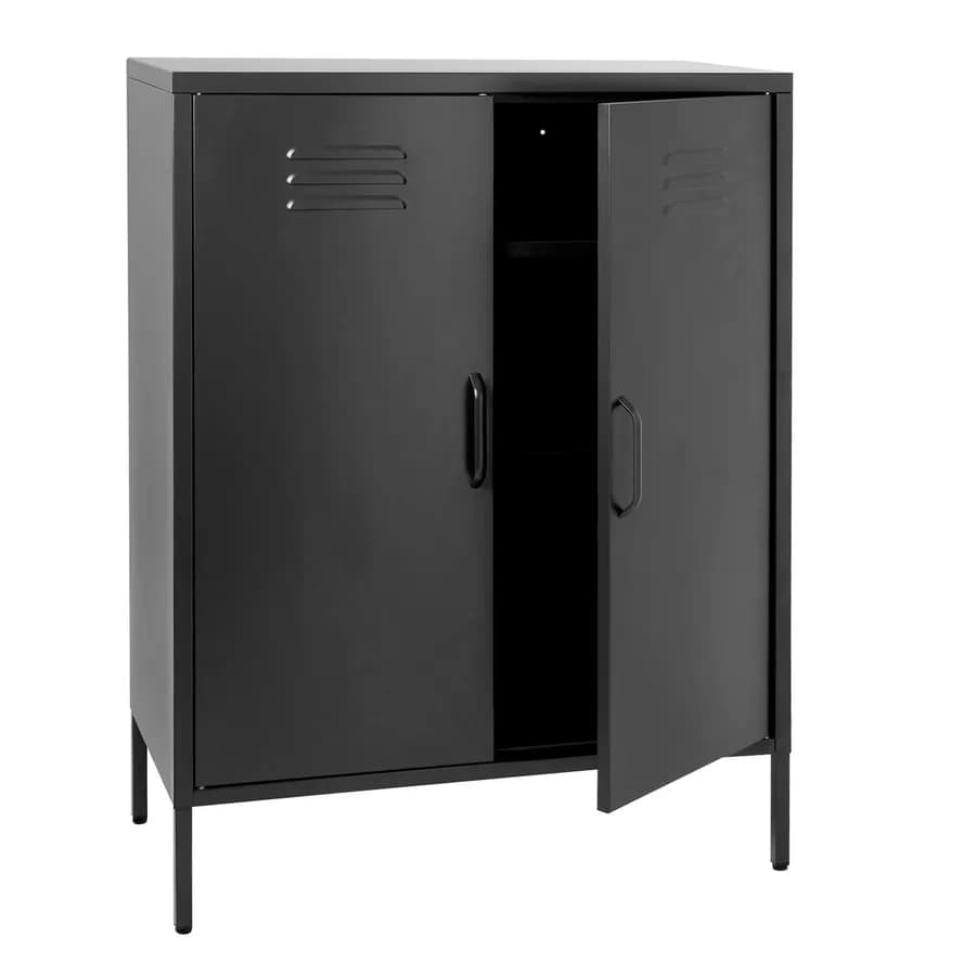 Armadietto 80x102h cm cm in acciaio nero con 2 ante battenti - Roger