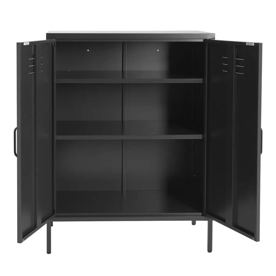 Armadietto 80x102h cm cm in acciaio nero con 2 ante battenti - Roger