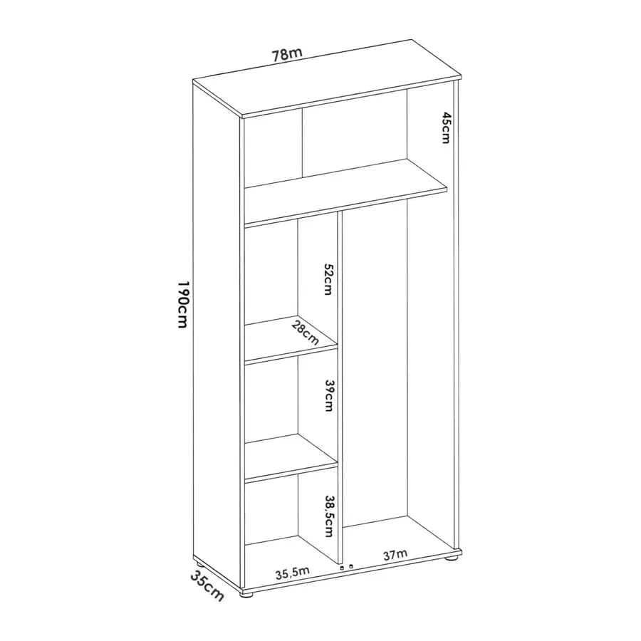 Armadio multiuso 78x190 h cm in legno bianco con 3 ripiani e vano verticale - Dagen