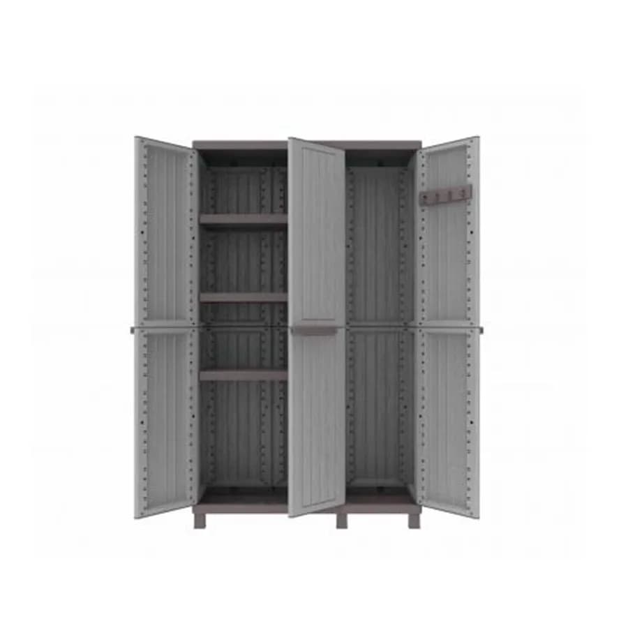 Armadio in resina 170h cm multifunzione per esterni 3 ante grigio