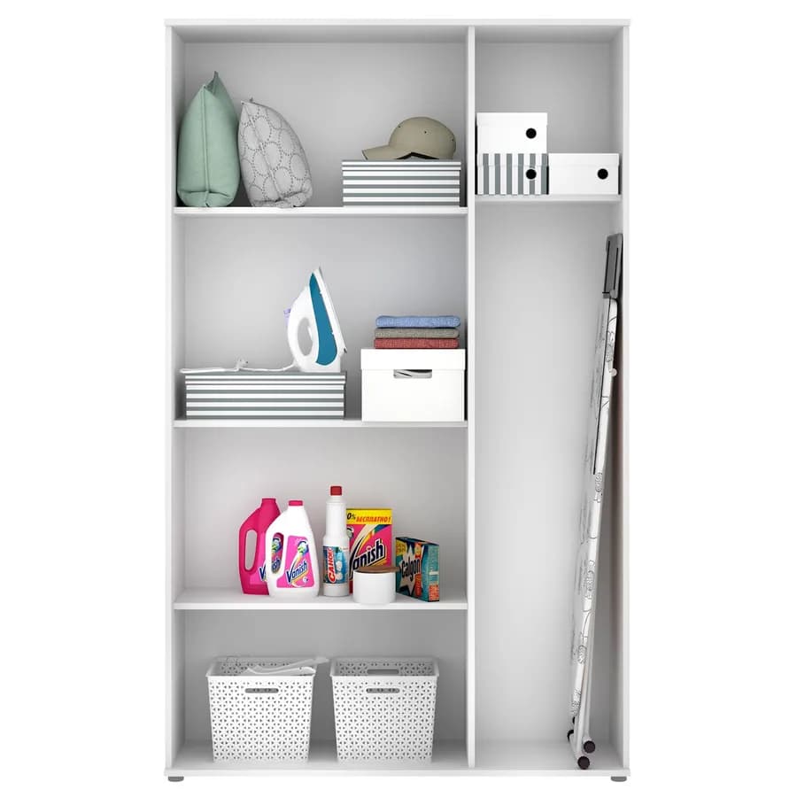 Armadio 116x190 h cm in legno bianco con 4 ripiani e un vano verticale - Dagen