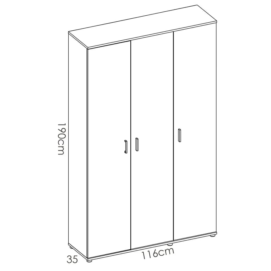Armadio 116x190 h cm in legno bianco con 4 ripiani e un vano verticale - Dagen