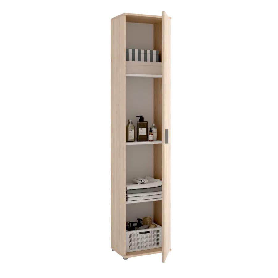 Armadio multiuso 39x190h cm in legno naturale con anta singola - Dagen