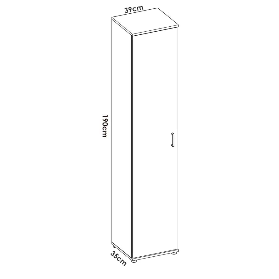Armadio multiuso 39x190h cm in legno naturale con anta singola - Dagen