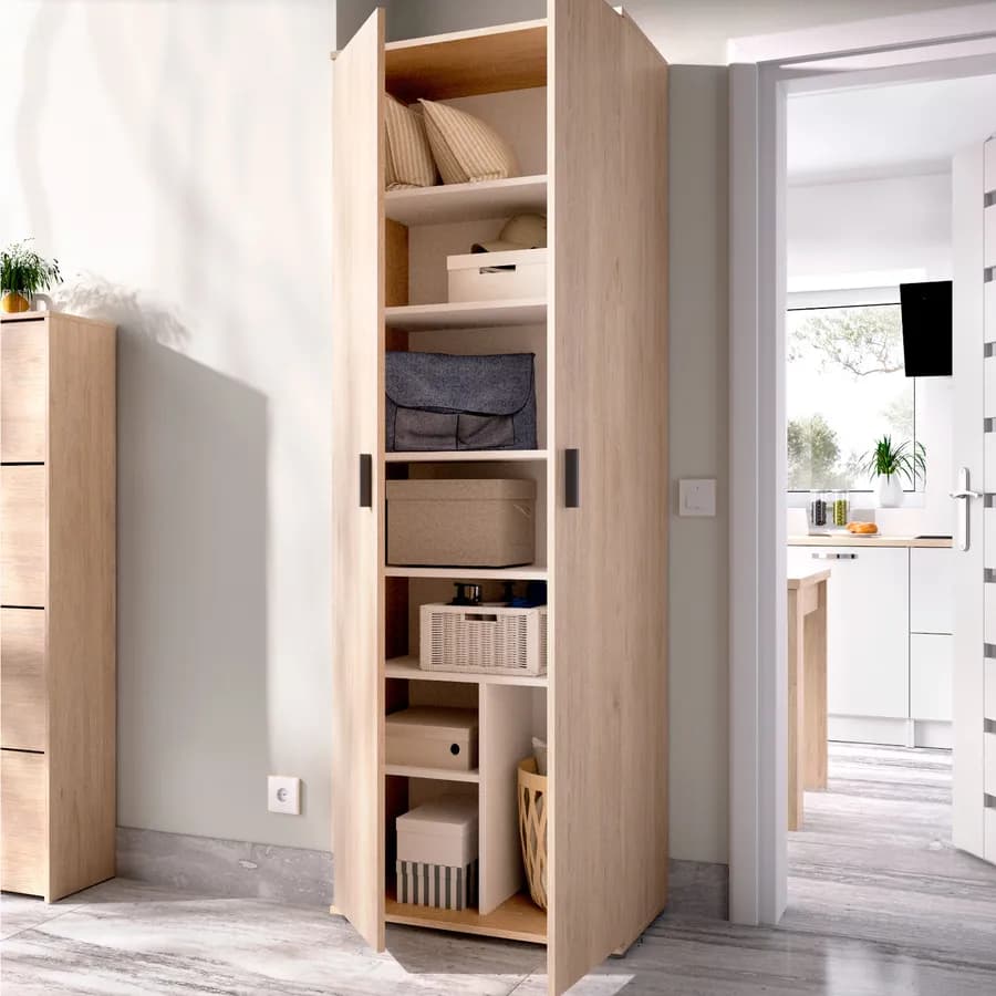 Scarpiera 61x190 h cm effetto legno naturake con 6 ripiani - Dagen