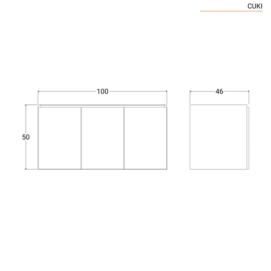Bagno completo con mobile sospeso 100 cm cashmere 3 ante con specchio sanitari e miscelatori - Davis