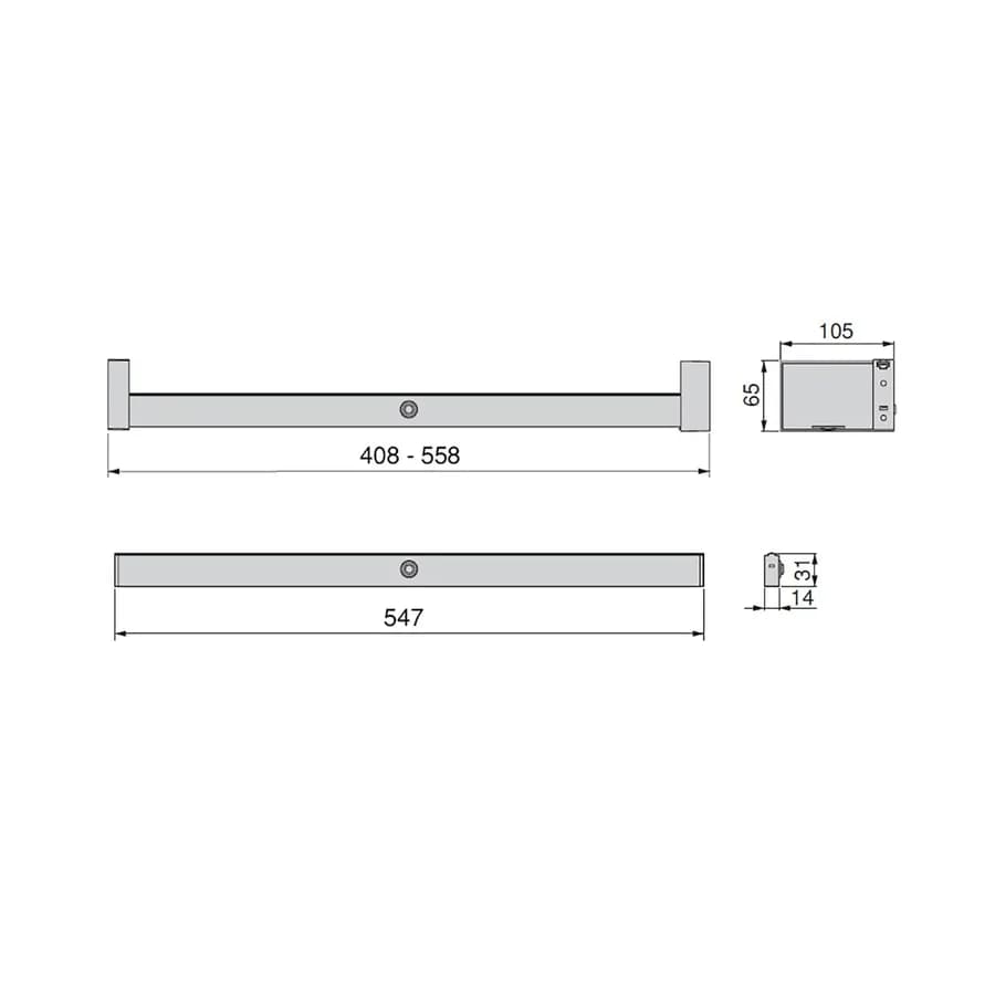 Barra appendiabiti per armadio con luce led 41-56 cm in alluminio grigio metallizzato - Clever