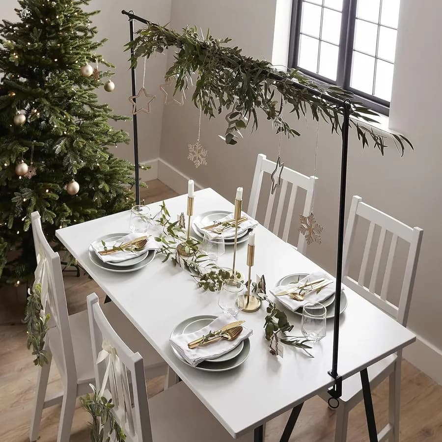 Asta decorativa allungabile per tavolo 100-200 cm o caminetto in metallo nero