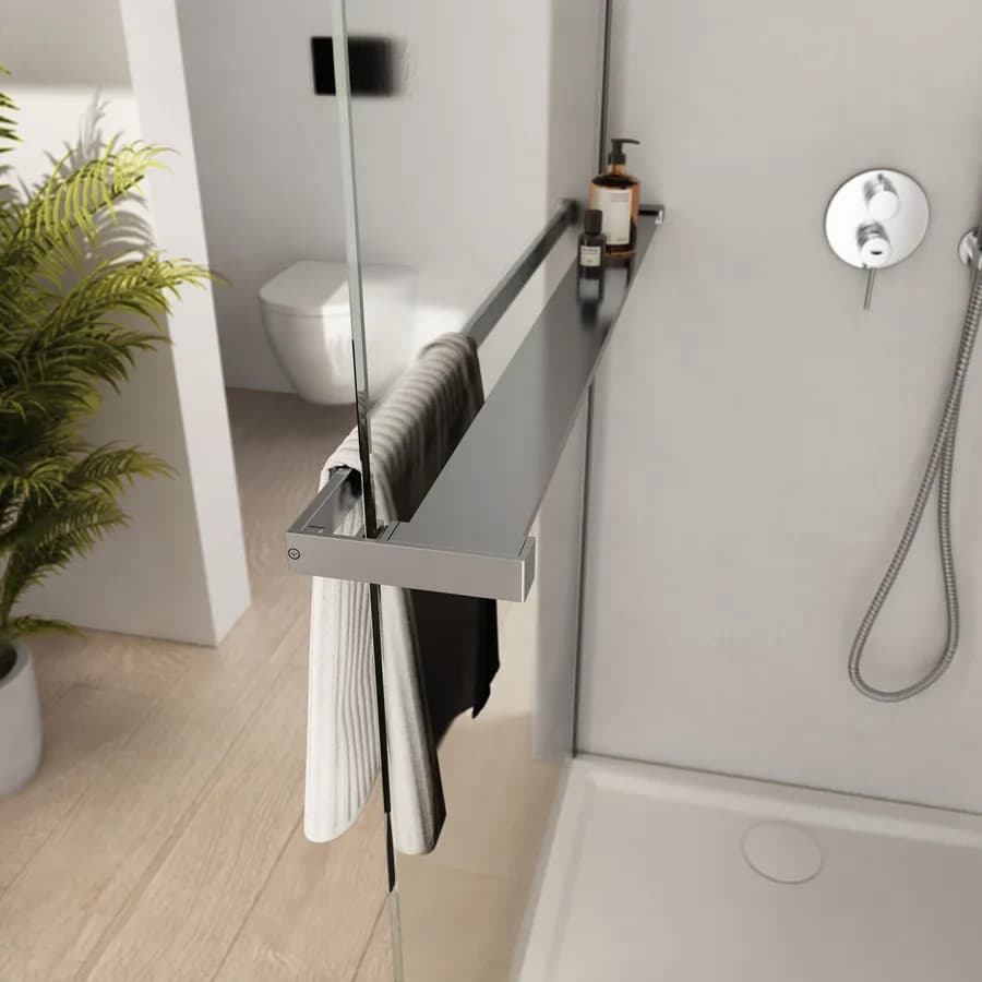 Barra universale per Walk-In porta sapone e asciugamani 100 cm cromo riducibile