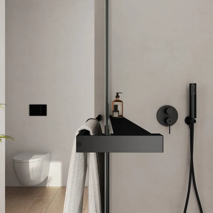 Barra universale per Walk-In porta sapone e asciugamani 100 cm nero riducibile