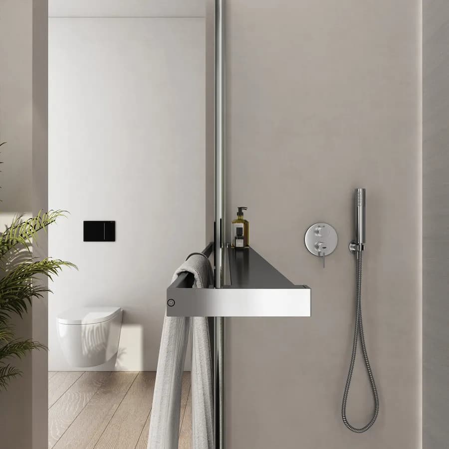 Barra universale per Walk-In porta sapone e asciugamani 160 cm cromo riducibile