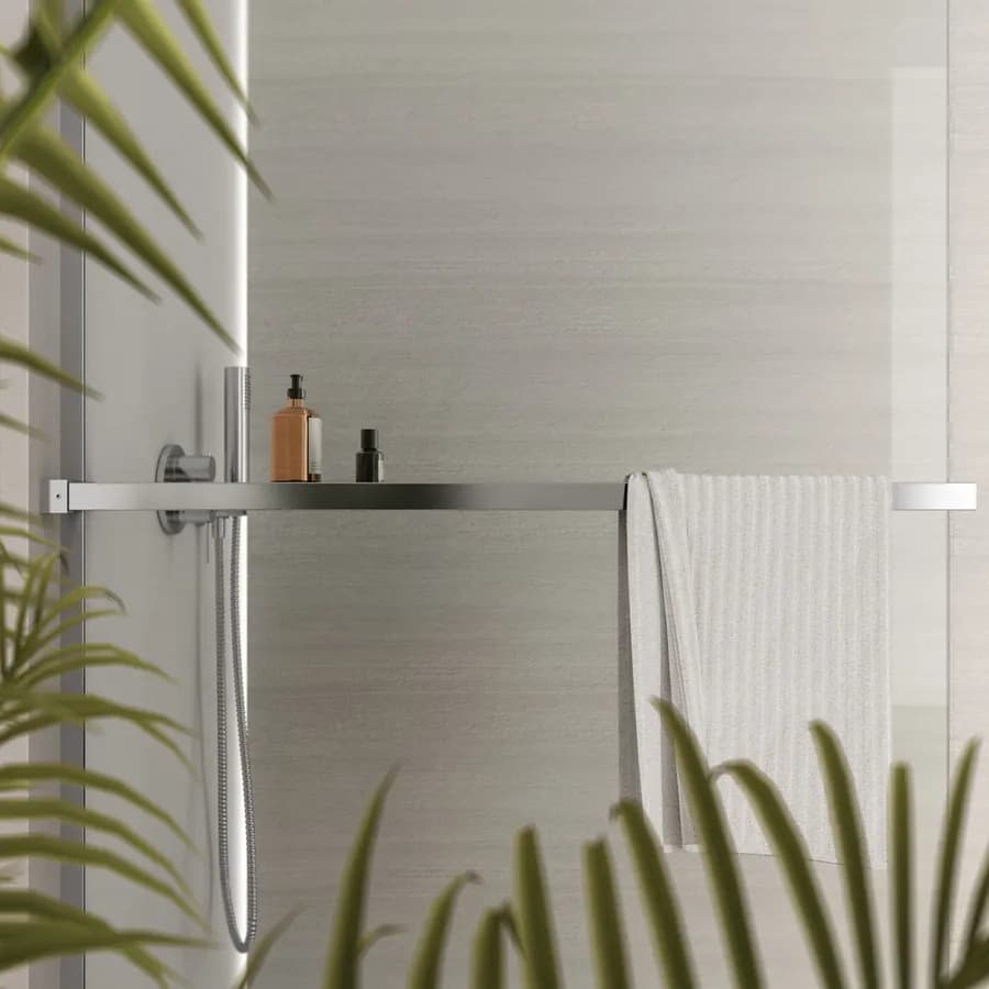 Barra universale per Walk-In porta sapone e asciugamani 80 cm cromo riducibile