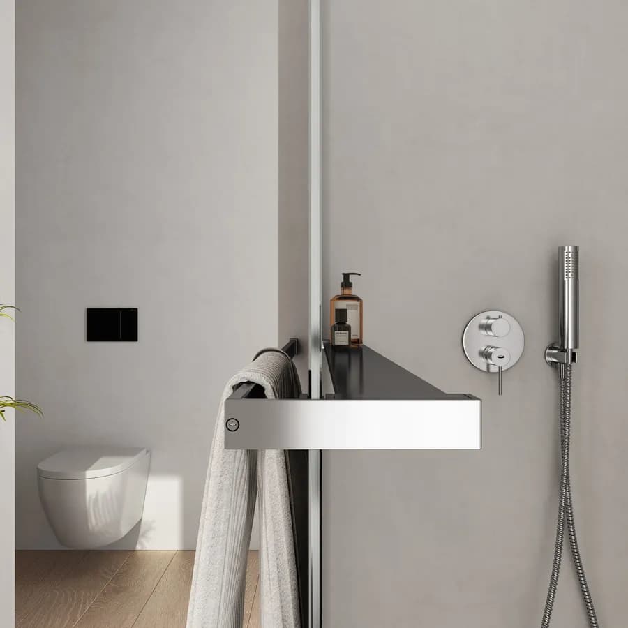 Barra universale per Walk-In porta sapone e asciugamani 80 cm cromo riducibile