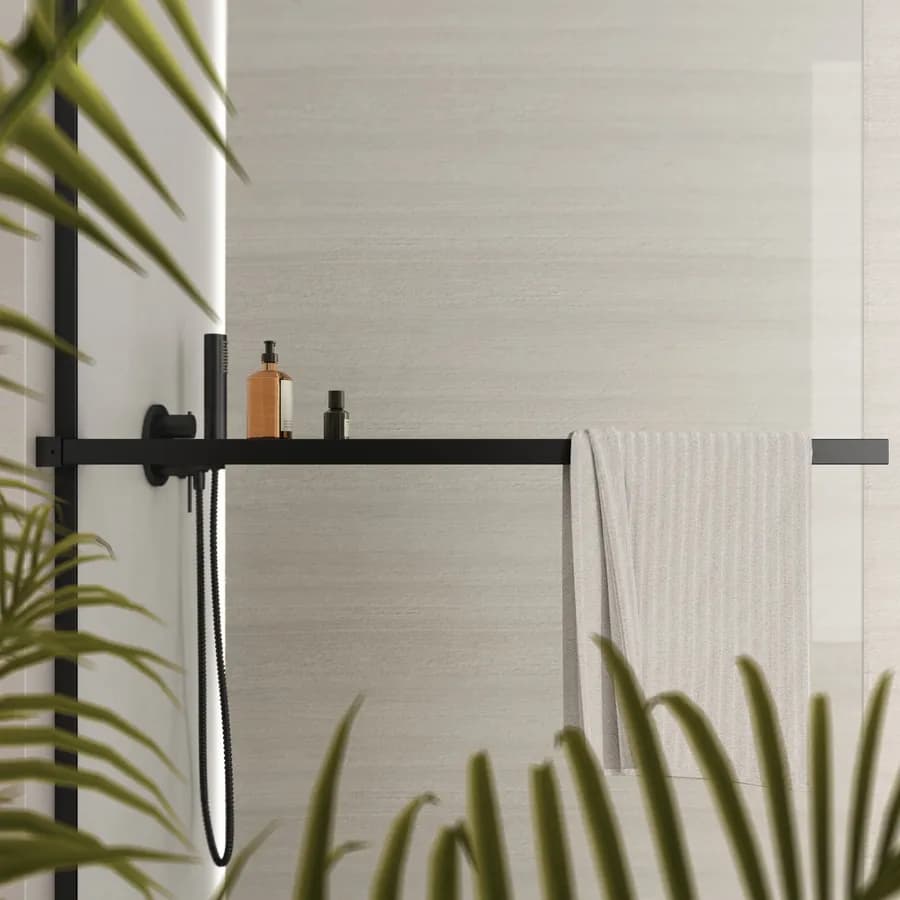Barra universale per Walk-In porta sapone e asciugamani 80 cm nero riducibile