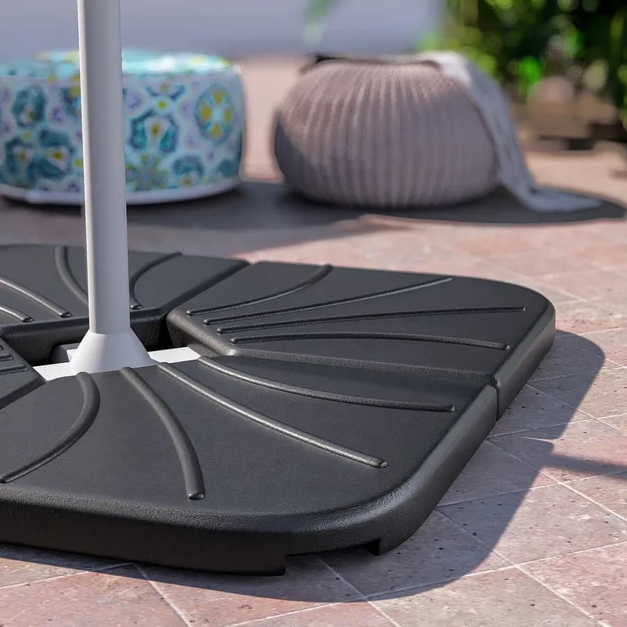 Base a spicchio 25 kg in cemento nero per ombrellone con palo laterale