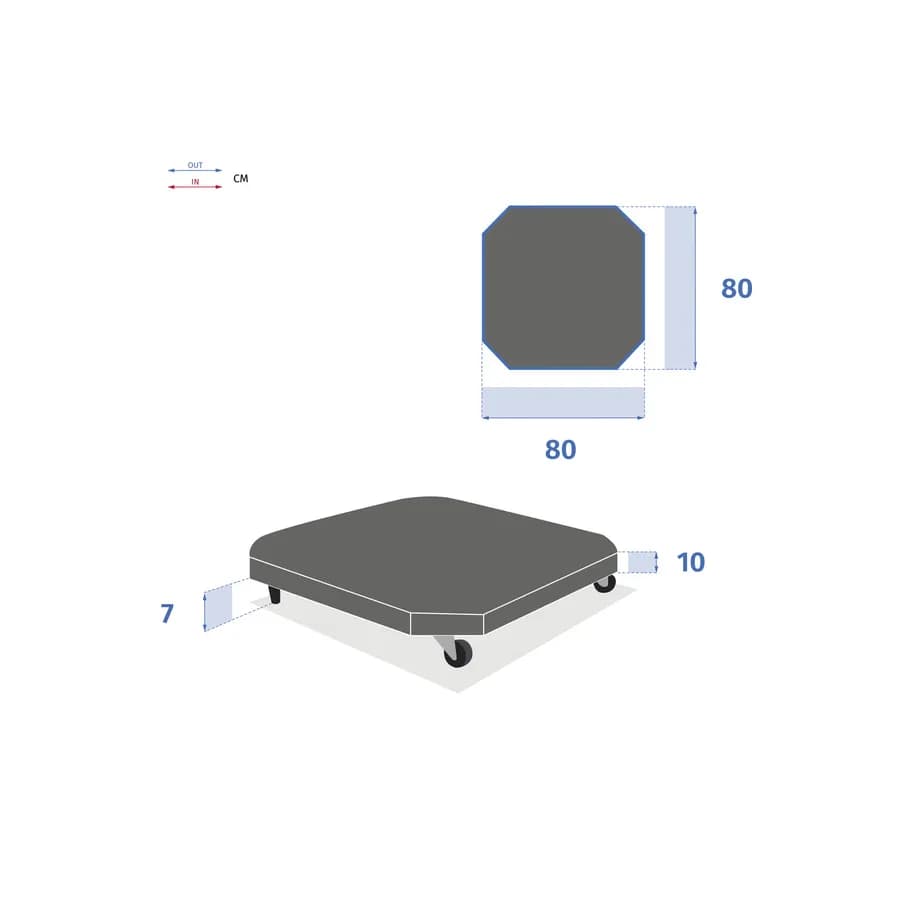 Base ombrellone con ruote 80x80 cm da 90 kg in cemento grigio - Chueca