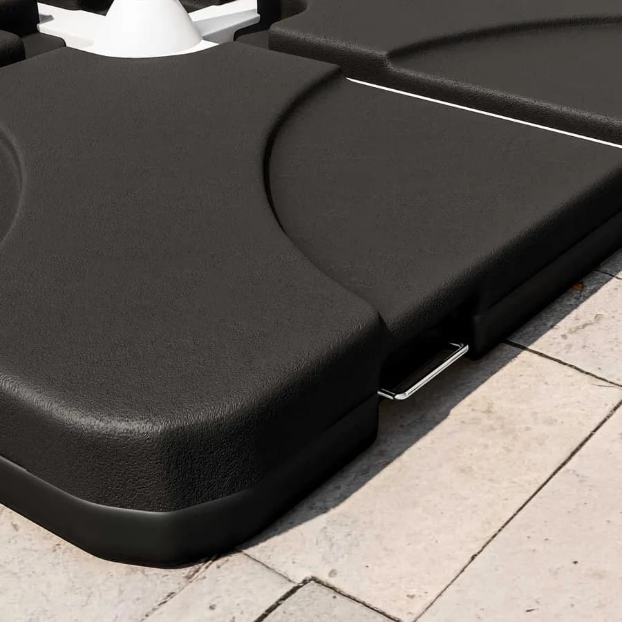 Base ombrellone in 4 pezzi nera 50x50 cm riempimento con acqua o sabbia