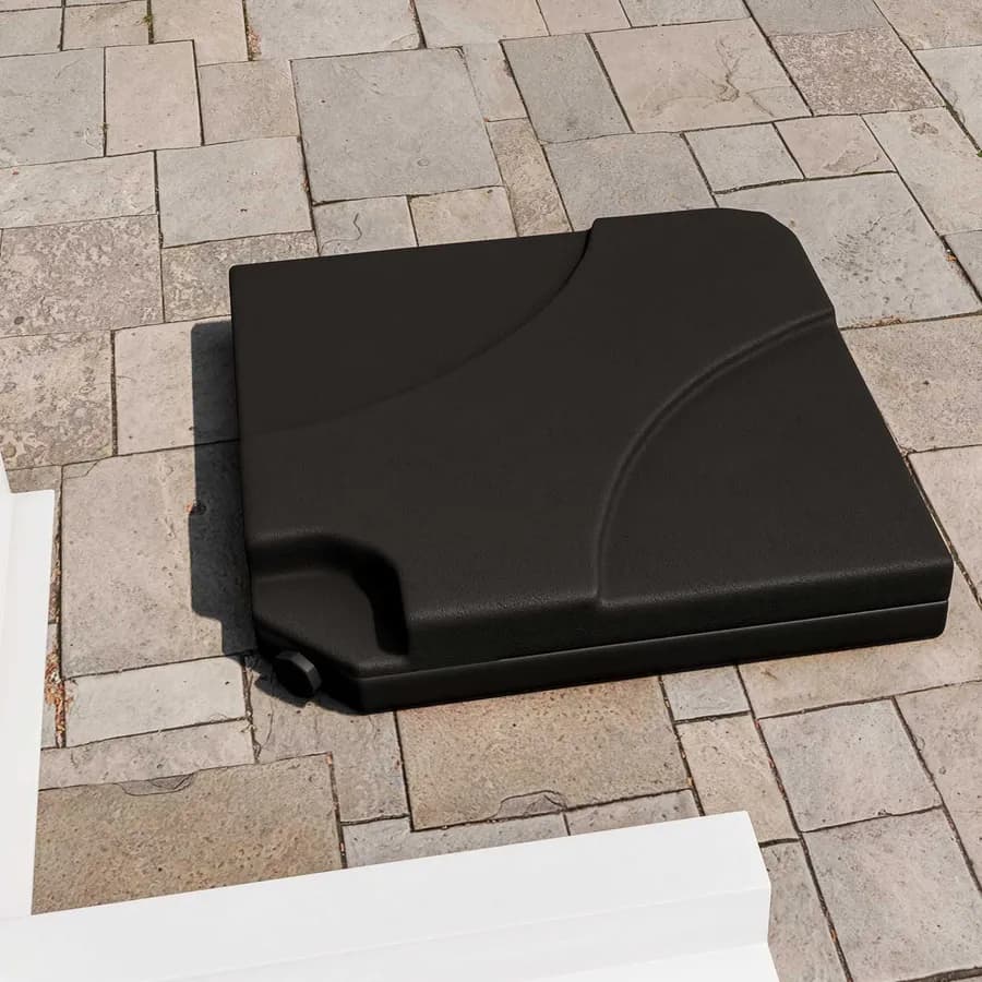 Base ombrellone in 4 pezzi nera 50x50 cm riempimento con acqua o sabbia