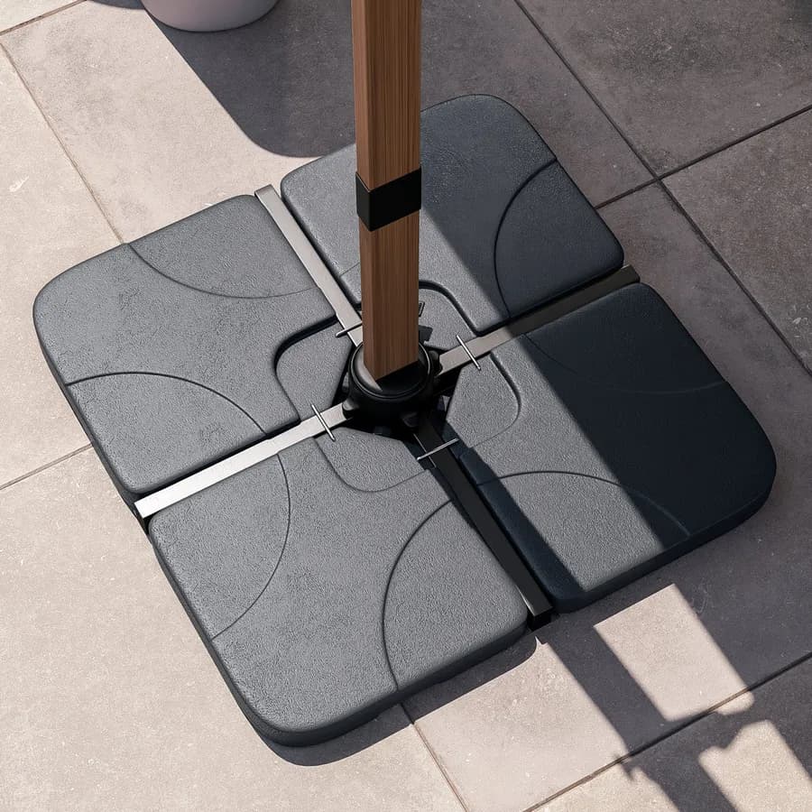 Base ombrellone in polietilene grigio 4 pezzi 50x50 cm per ombrellone a palo laterale - Sotey