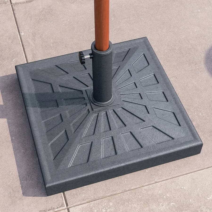 Base quadrata da 19 kg per ombrellone a palo centrale 50x50 cm in resina grigio - Buccer