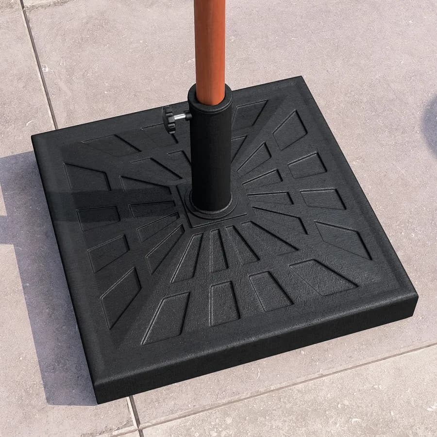 Base quadrata da 19 kg per ombrellone a palo centrale 50x50 cm in resina nero - Buccer