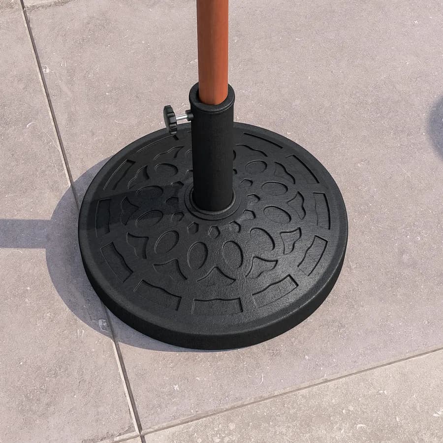 Base rotonda 45 cm per ombrellone con palo centrale in resina nero da 12 kg