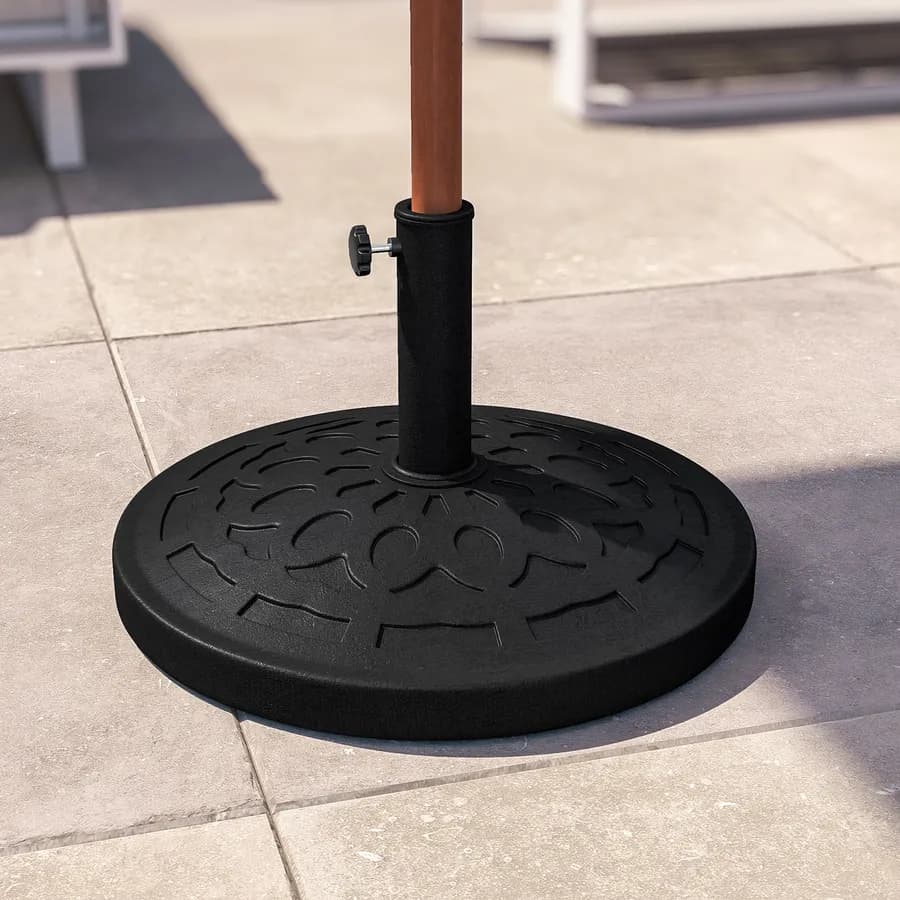 Base rotonda 54 cm per ombrellone con palo centrale in resina nero da 19 kg