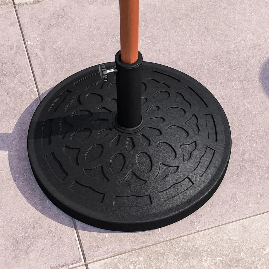Base rotonda 54 cm per ombrellone con palo centrale in resina nero da 19 kg