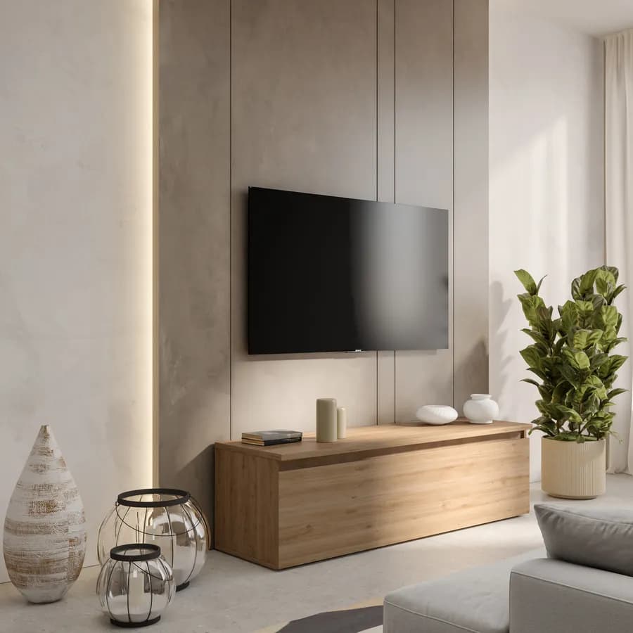 Porta tv 138x40h color rovere cadiz con cassettone - Clary