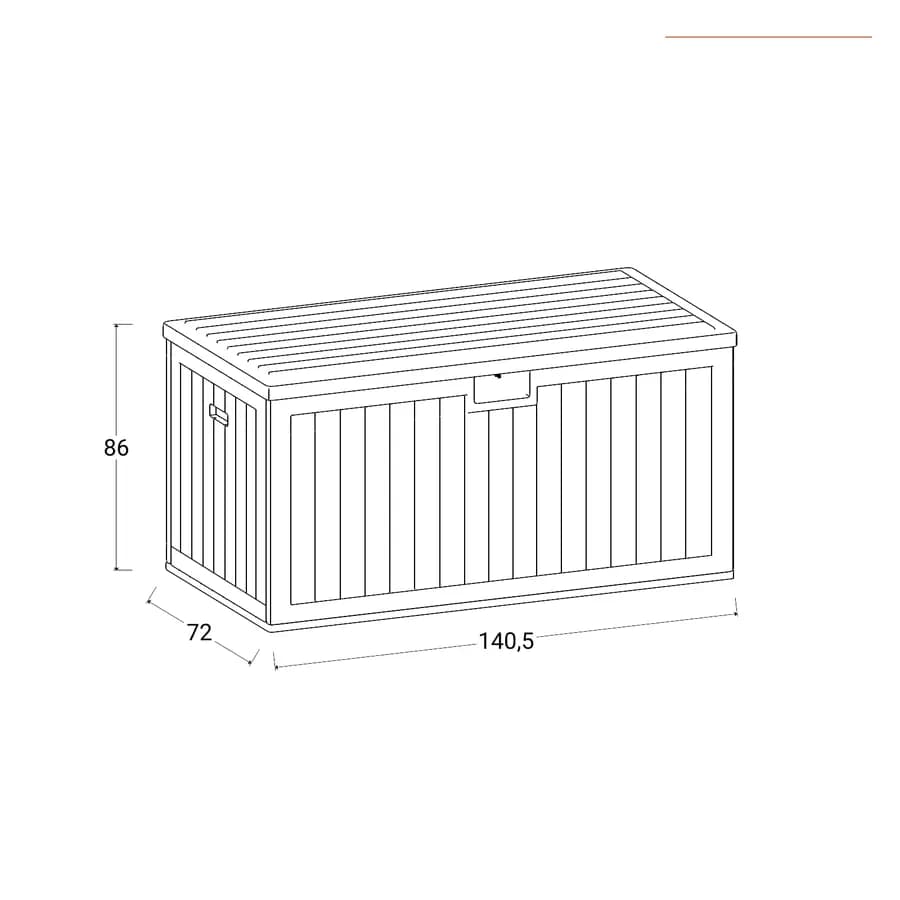 Baule contenitore da esterno 140x72x72h cm in resina nero effetto legno - Thago