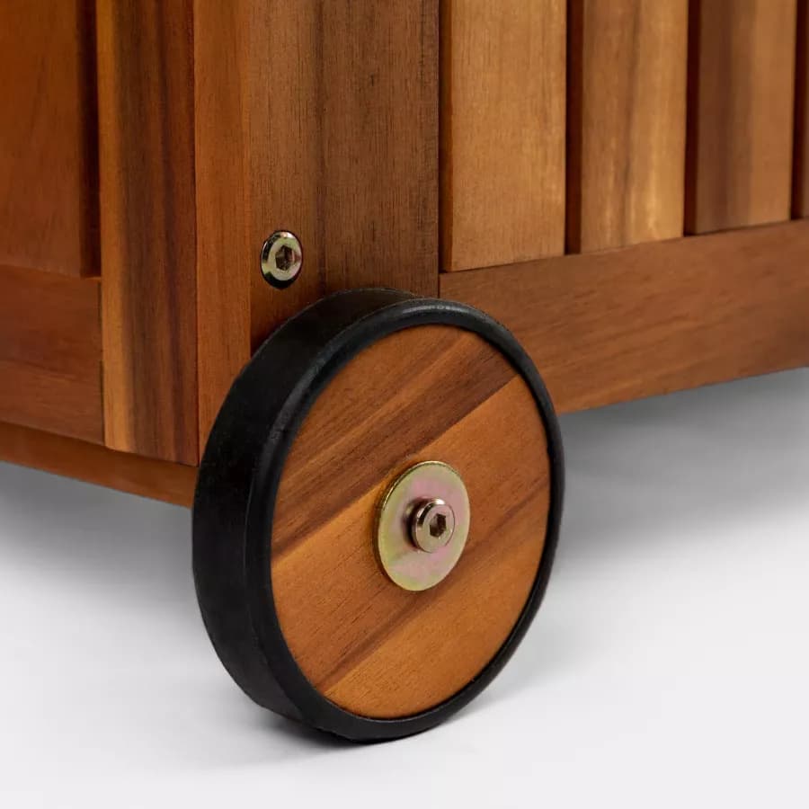 Baule contenitore in legno di acacia con ruote - Paja
