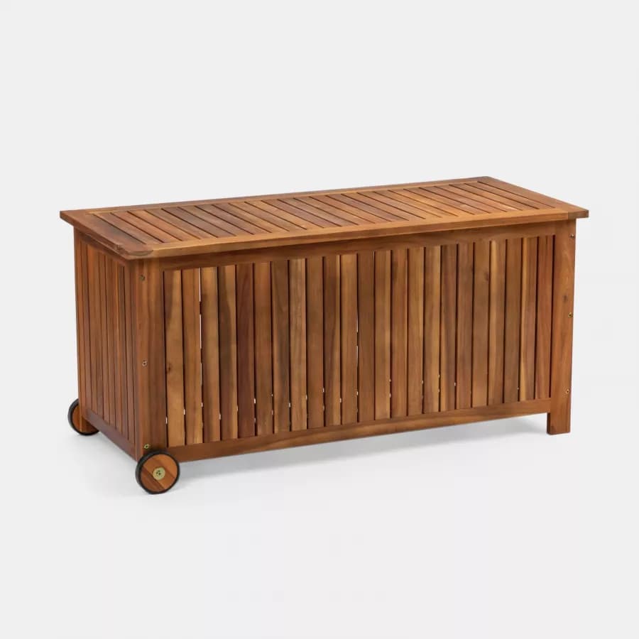 Baule contenitore in legno di acacia con ruote - Paja