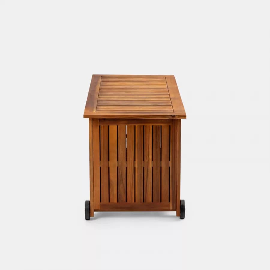 Baule contenitore in legno di acacia con ruote - Paja