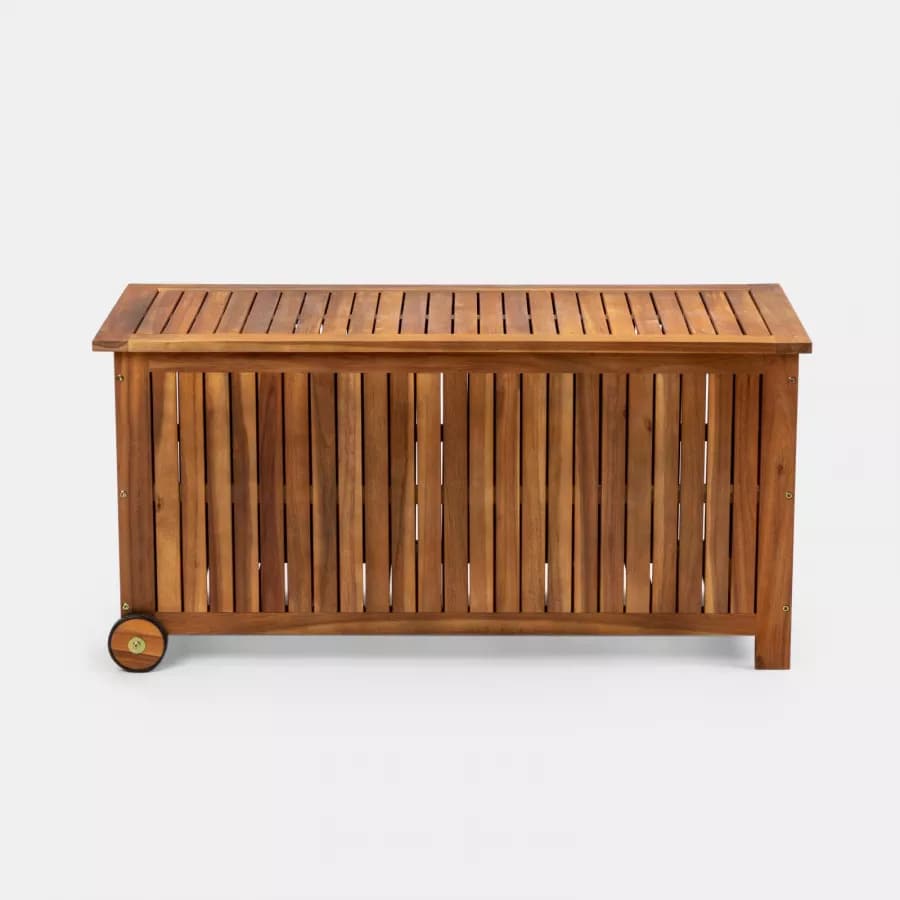 Baule contenitore in legno di acacia con ruote - Paja