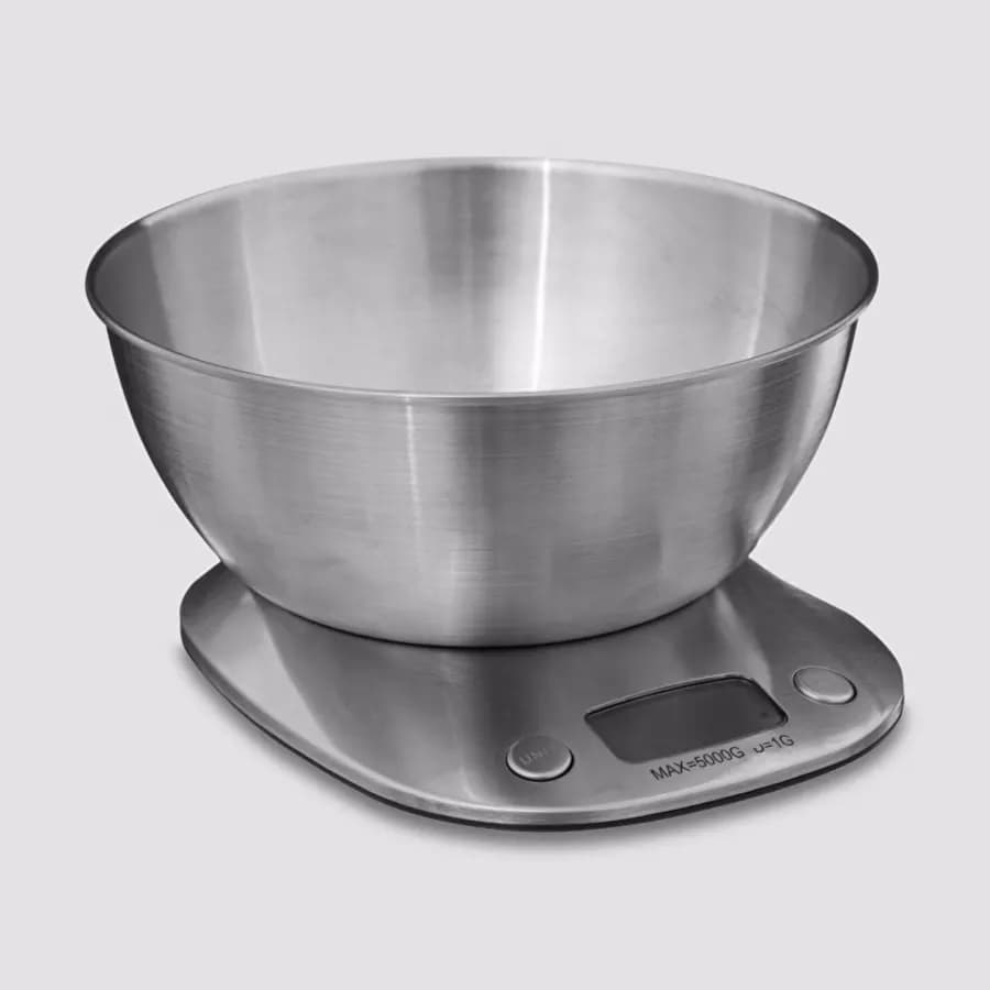 Bilancia alimentare digitale con ciotola in acciaio inox