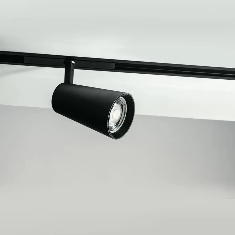 Binario 2 m a incasso con cornice in alluminio nero - Power Inc