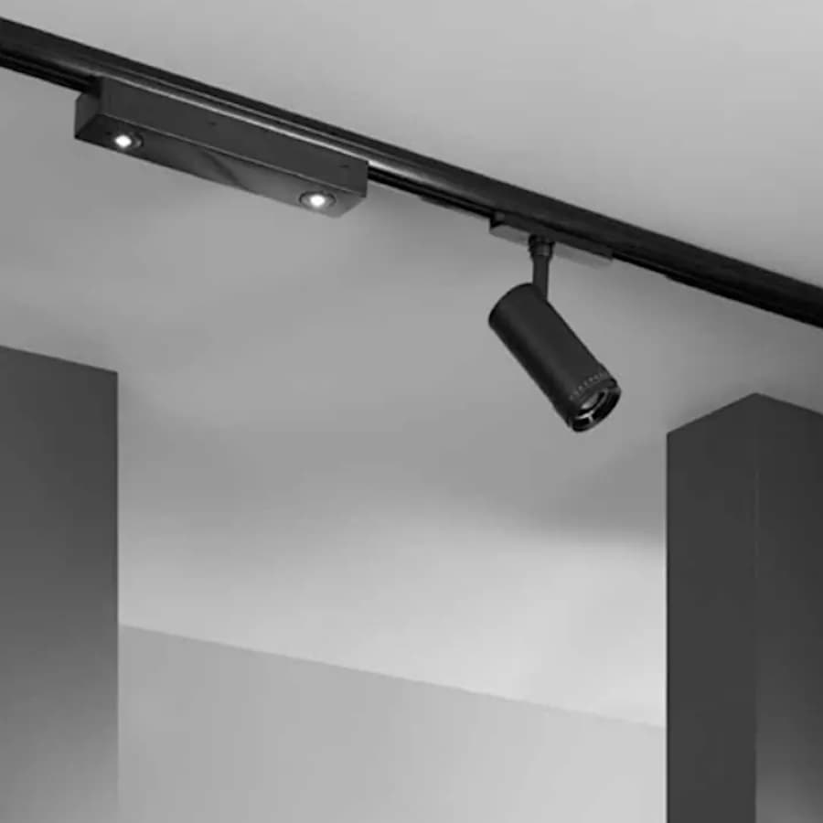Binario trifase elettrificato a plafoniera da 3 metri in alluminio nero con tappi inclusi - Radius