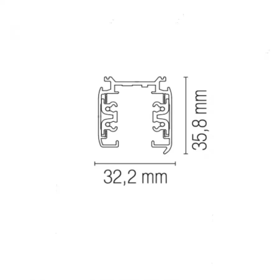 Binario trifase elettrificato a plafoniera da 3 metri in alluminio nero con tappi inclusi - Radius