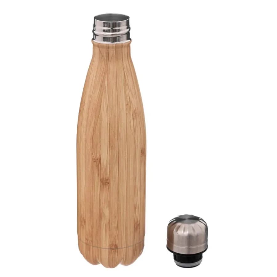 Borraccia isotermica da 0,5 L in acciaio inox effetto legno