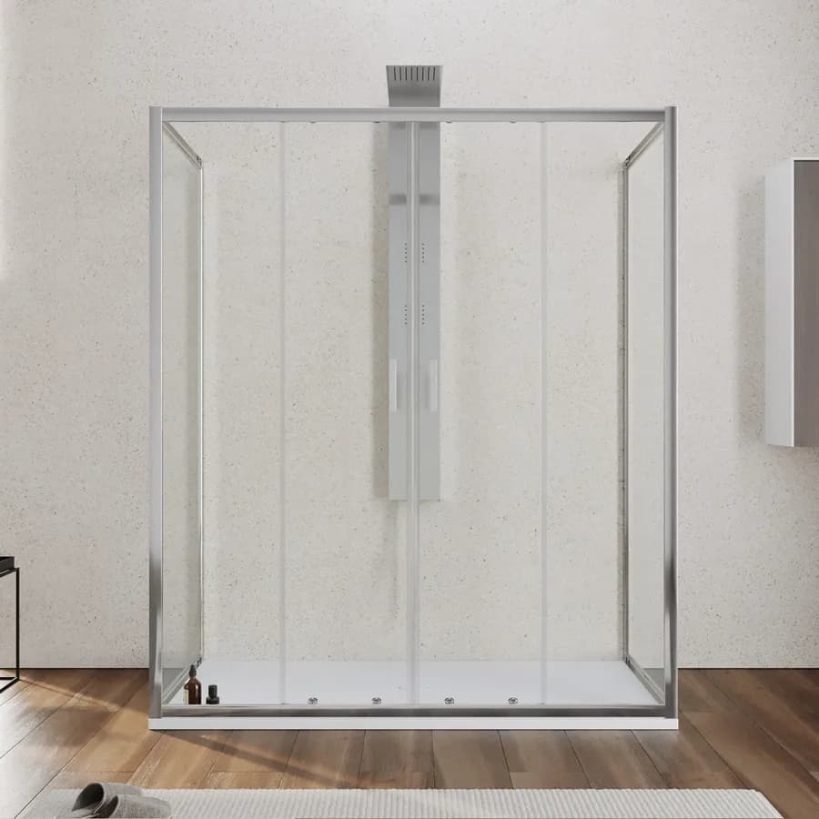 Box 3 lati 70x170x70 cm doppio scorrevole vetro temperato 6mm trasparente 185h - Young