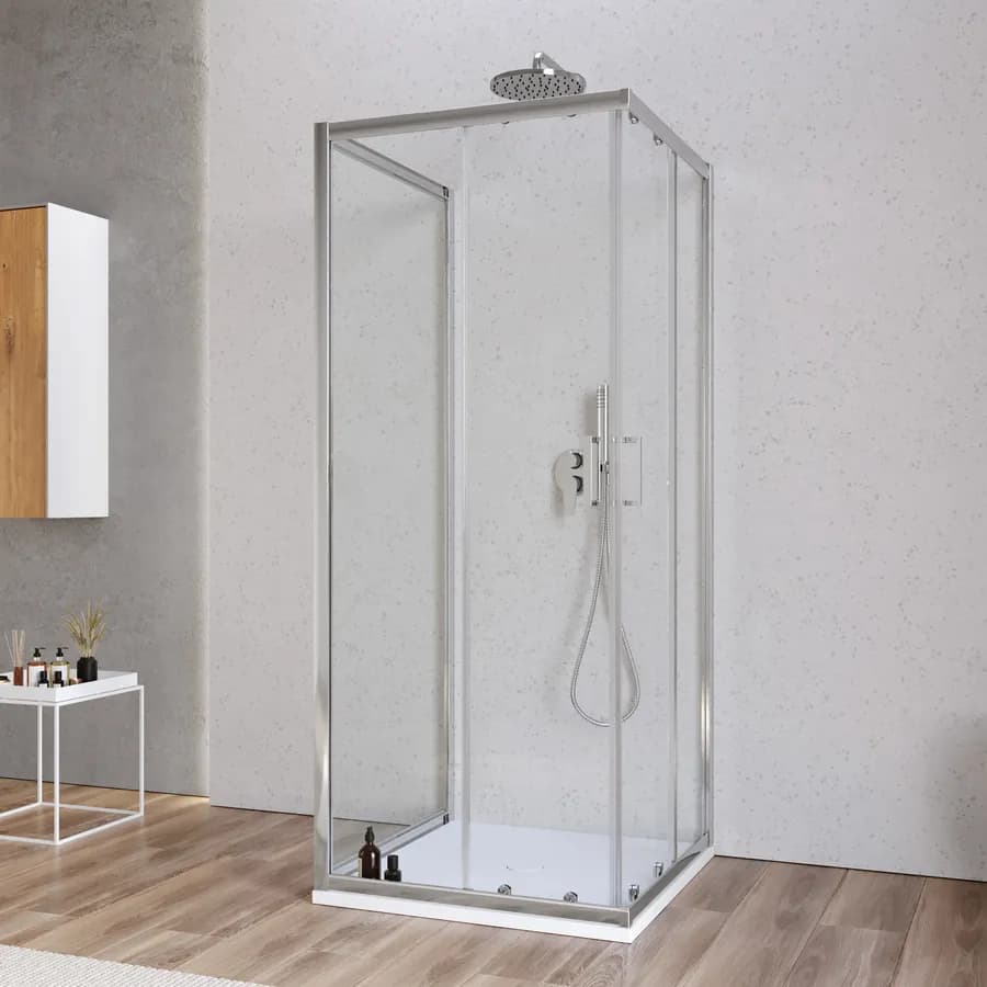 Box 3 lati 70x70x70 cm doppio scorrevole vetro temperato 6mm trasparente 185h - Young