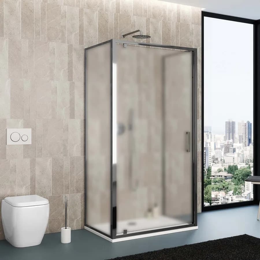 Box 3 lati 80x100x80 cm battente vetro opaco profilo cromo 195h - Moritz