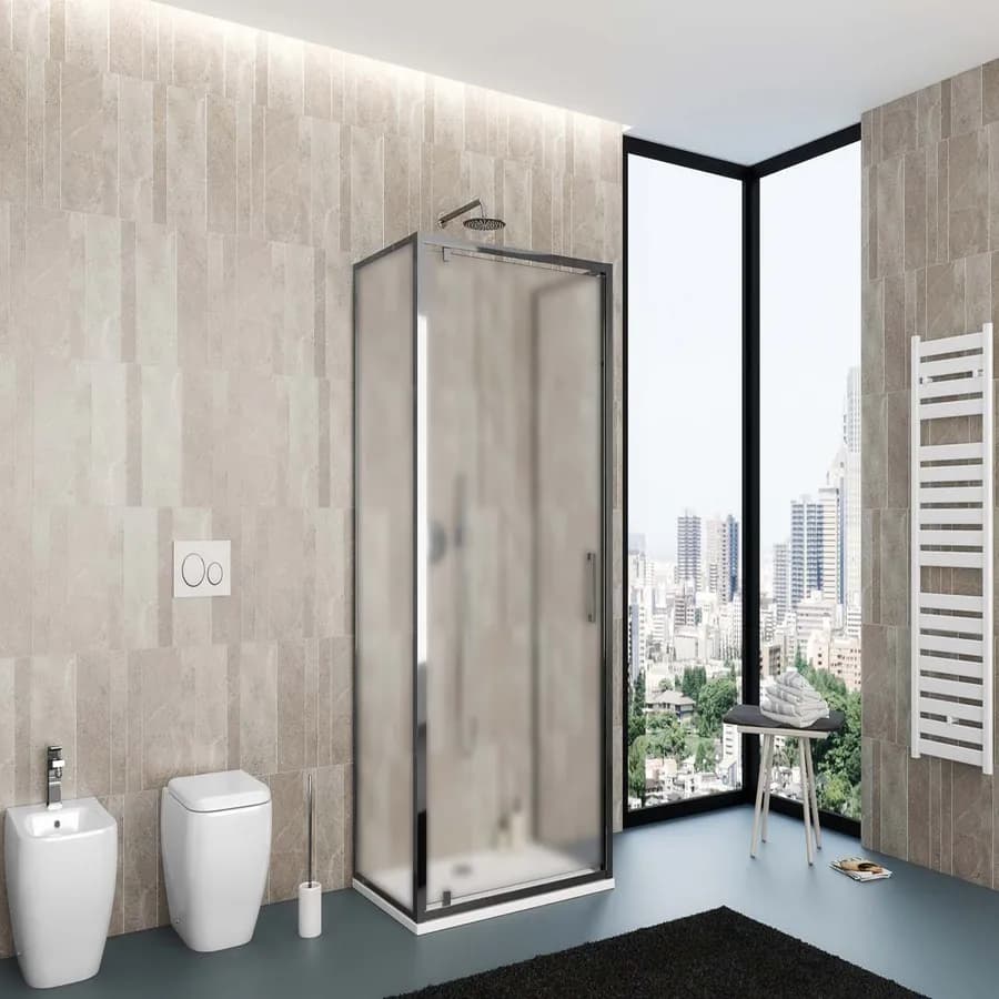 Box 3 lati 80x100x80 cm battente vetro opaco profilo cromo 195h - Moritz