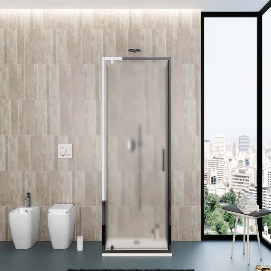 Box 3 lati 80x100x80 cm battente vetro opaco profilo cromo 195h - Moritz